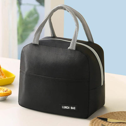 1 PC Lunch bag, thickened aluminum foil student hand-held bento bag, insulated bag, lunch box bag (black).