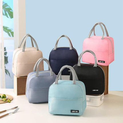 1 PC Lunch bag, thickened aluminum foil student hand-held bento bag, insulated bag, lunch box bag (black).