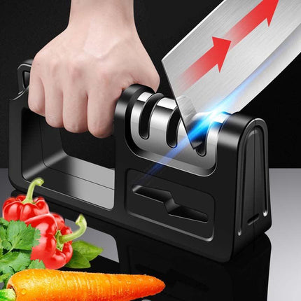 1 pc Kitchen diamond manual knife sharpener, household quick knife sharpener, fruit knife, kitchen knife, bone knife, scissors (black).