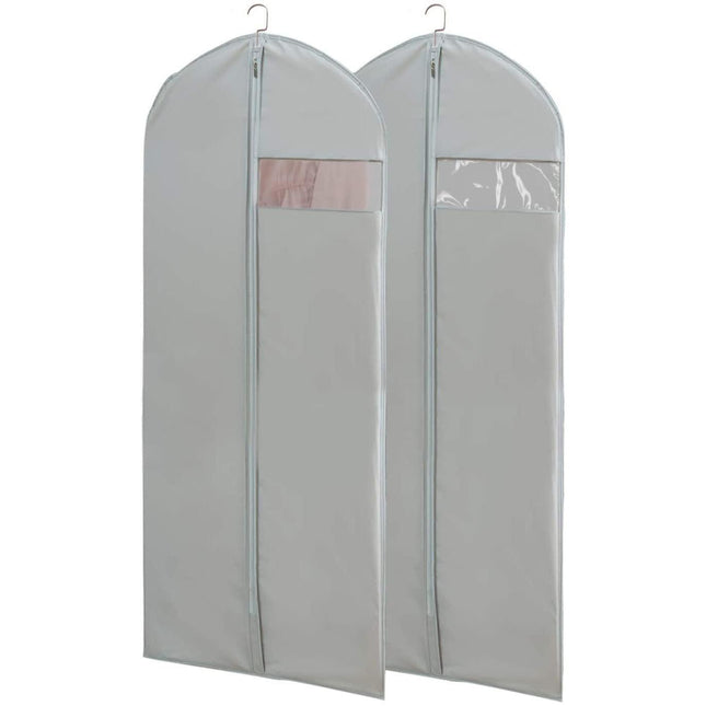 2 pieces of grey breathable three-dimensional clothing dust cover hanging bag, dust-proof and moisture-proof bag hanging suit overcoat, 60*165cm.