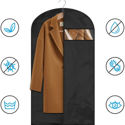2 pieces of grey breathable three-dimensional clothing dust cover hanging bag, dust-proof and moisture-proof bag hanging suit overcoat, 60*165cm.