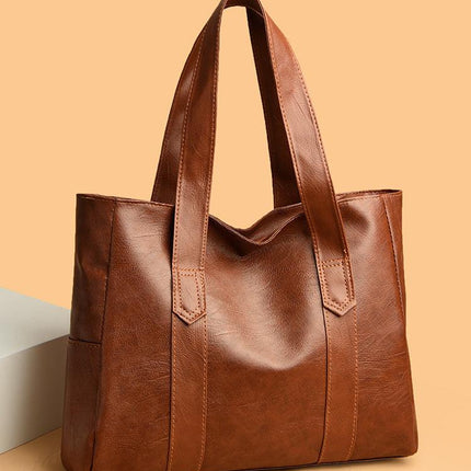 Large bag Women's 2025 Autumn New Style, simple and versatile handbag, large capacity single-shoulder bag, tote crossbody (brown).