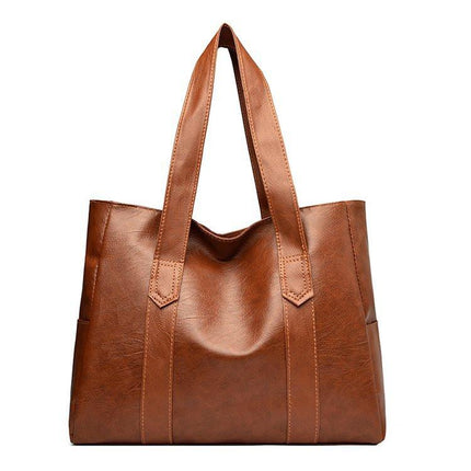 Large bag Women's 2025 Autumn New Style, simple and versatile handbag, large capacity single-shoulder bag, tote crossbody (brown).