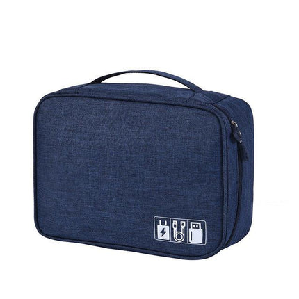 Navy Blue Data Storage Bag - Organizer for Cables, Chargers & Tech Accessories.