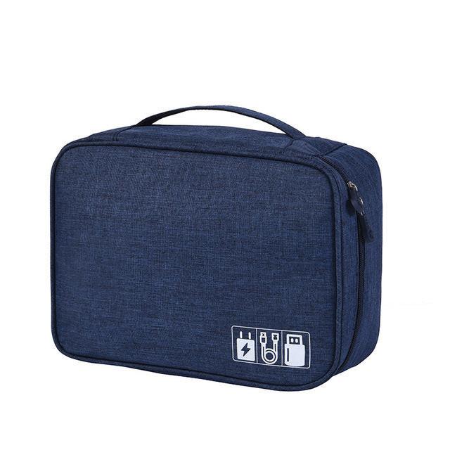 Navy Blue Data Storage Bag - Organizer for Cables, Chargers & Tech Accessories.