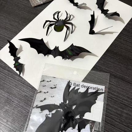 Halloween Bat Wall Stickers - Removable Spooky Decor Decals.