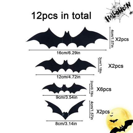 Halloween Bat Wall Stickers - Removable Spooky Decor Decals.