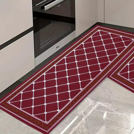 Kitchen Rug 2-Piece Set - Non-Slip, Water-Absorbent & Oil-Resistant Floor Mats.