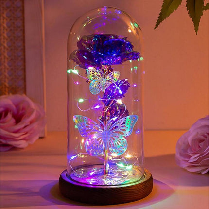Purple & Silver Butterfly Lantern - Festive Decorative LED Light.