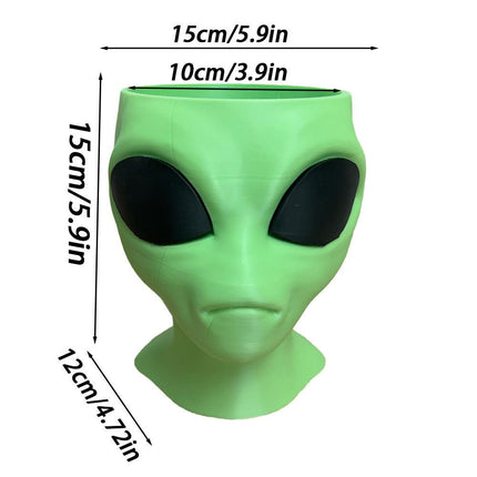 Alien Planter - Alien Bust Plant Pot - Scifi Indoor Planters - Space Indoor Home Decor - Cool Planters - Office Plant（green）.