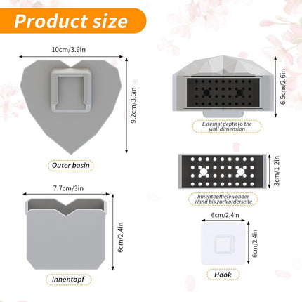 Wall Mounted Planter - NO DRILLING,Houseplant Wall Display Ideas,3D Printed Wall Planter with Drainage Tray.