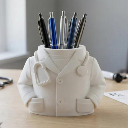 Doctor Pen Holder Desk Organizer - Lab Coat & Stethoscope Desktop Doctor Pen Holder.