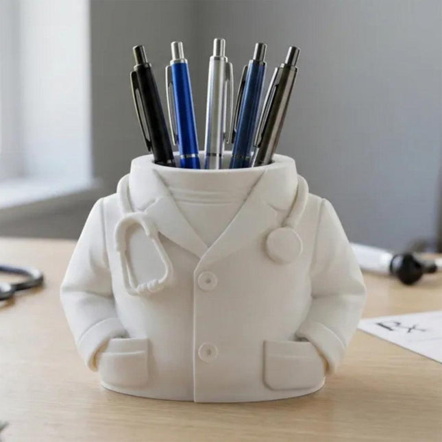 Doctor Pen Holder Desk Organizer - Lab Coat & Stethoscope Desktop Doctor Pen Holder.