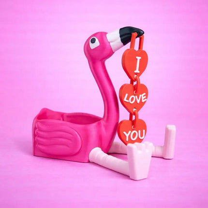 Romantic Flamingo Couple Figurine | Cute Love Decor Sculpture | Valentines Gift | Small Item Storage Container.
