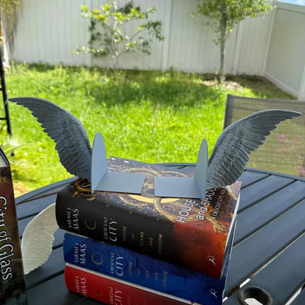 Angel Wings Bookends – 3D Printed Book Holder, Fantasy & Gothic Bookshelf Decor, Fae-Inspired Gift for Book Lovers.