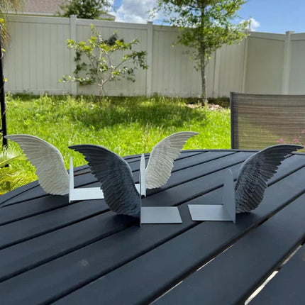 Angel Wings Bookends – 3D Printed Book Holder, Fantasy & Gothic Bookshelf Decor, Fae-Inspired Gift for Book Lovers.