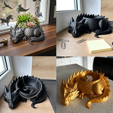 Sleeping Dragon Bowl, Fantasy Home Decor 3D Printed,Sleeping Dragon Flowerpot,Dragon Lover Gifts.