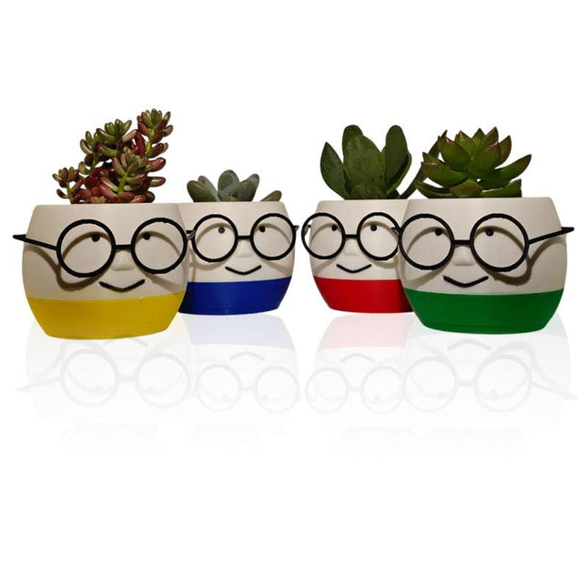 Simple and adorable 3D printed glass flower pots—decorate your home with them! White and yellow, single piece..