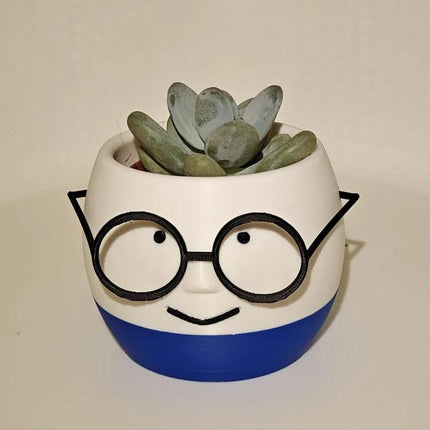 Simple and adorable 3D printed glass flower pots—use them to decorate your home! White and blue, single piece..