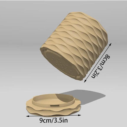 3D Printed Modern Wave Flower Pot - Water-Storing Rotating Base, Flesh Color, Single Piece.