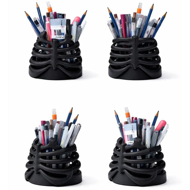 3D Printed Rib Pen Holder - Skeleton Desktop Organizer is both a practical pen holder and a sculpture..