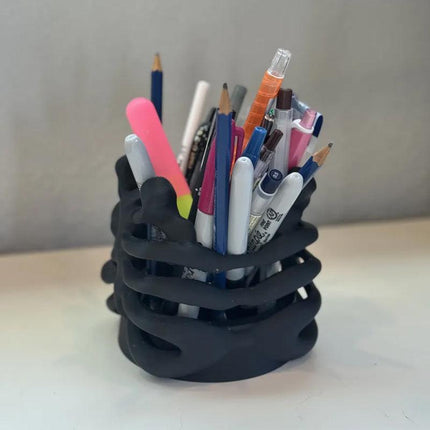 3D Printed Rib Pen Holder - Skeleton Desktop Organizer is both a practical pen holder and a sculpture..