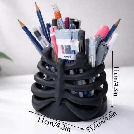 3D Printed Rib Pen Holder - Skeleton Desktop Organizer is both a practical pen holder and a sculpture..