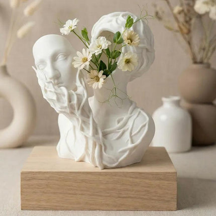 A 3D-printed vase shaped like a goddess of nature. Let go of pretense. Stay in nature..