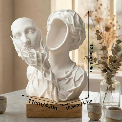 A 3D-printed vase shaped like a goddess of nature. Let go of pretense. Stay in nature..