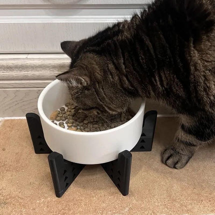 Elevator Pet Bowl, Neck Support Food Bowl, Easy to Clean (Elevator Cat Bowl), Black and White.