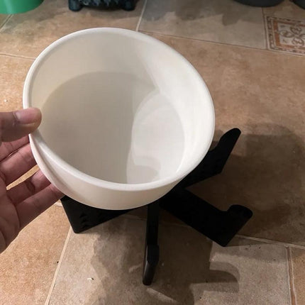 Elevator Pet Bowl, Neck Support Food Bowl, Easy to Clean (Elevator Cat Bowl), Black and White.