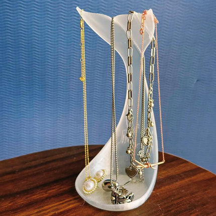 3D printed fishtail jewelry stand, single piece, white silk..