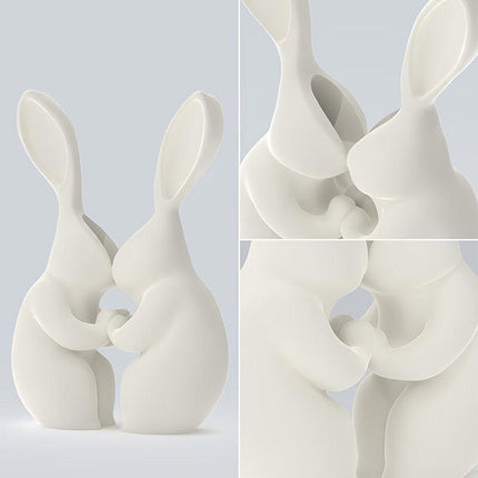 3D printed Easter bunny vase, ceramic-look plastic vase. White..