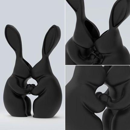 3D printed Easter bunny vase, ceramic-look plastic vase.black..