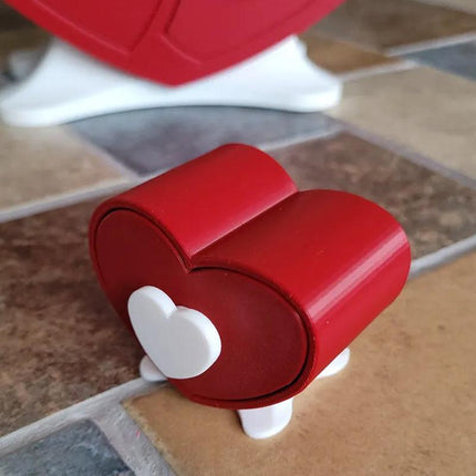Mini Size Cute Heart-Shaped Jewelry Box (Single Drawer) Red and White.