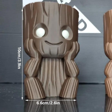 3D Printed Mini Succulent-Friendly Flower Pots, Brown.