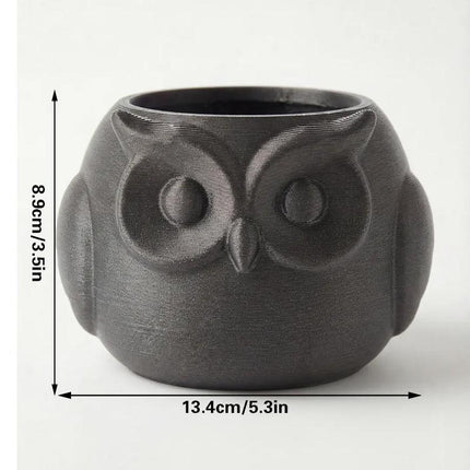 3D printed animal flower pots suitable for home and garden. Gray owl single piece..