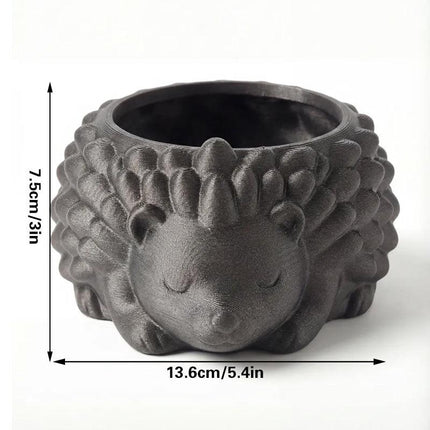 3D printed animal flower pots suitable for home and garden. Gray hedgehog single piece..
