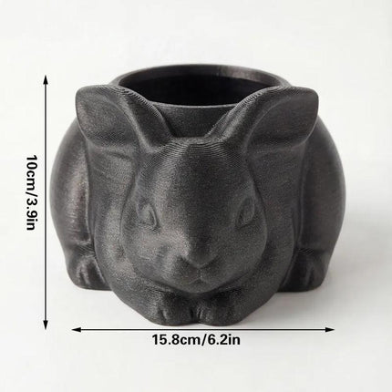 3D printed animal flower pots suitable for home and garden. Gray rabbit single piece..
