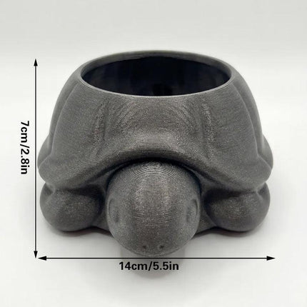 3D printed animal flower pots suitable for home and garden. Gray turtle single piece..