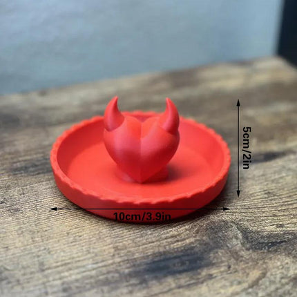 3D-printed devil Valentine's Day ring dish – add a touch of mischief to your Valentine's Day! Red.