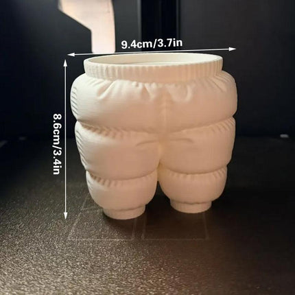 A unique 3D printed down-filled pants pen holder desktop organizer, white..