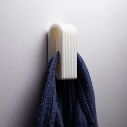 3D-printed press-lock towel hooks | Self-locking hooks, white.