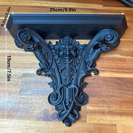 3D-printed Gothic wall shelf brackets add a touch of classic Gothic elegance to your interior. Black.