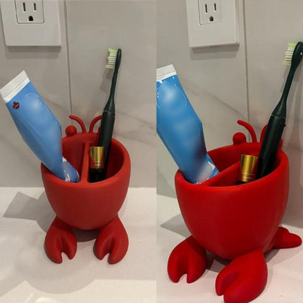 3D-printed crab-shaped toiletries storage box, red..