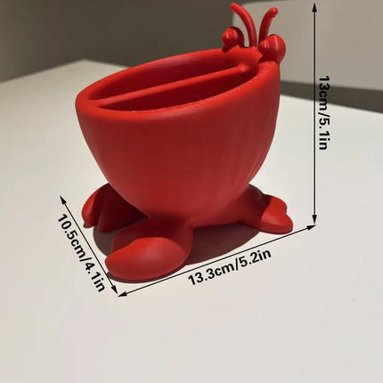 3D-printed crab-shaped toiletries storage box, red..