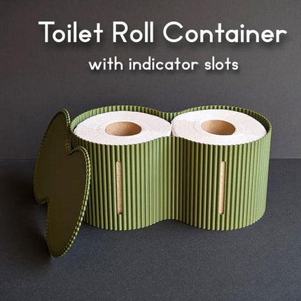 3D-printed toilet paper roll storage box, light green.