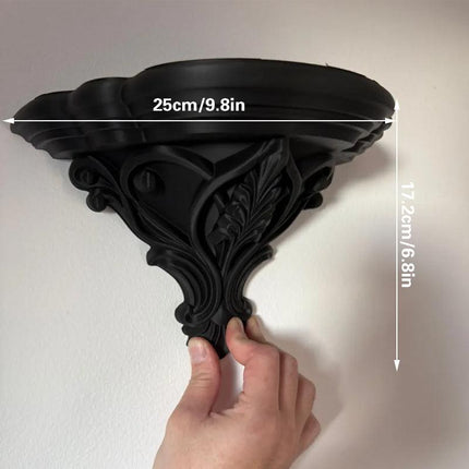3D Printed Art Nouveau Corner Shelf - Decorative Stand, Black.