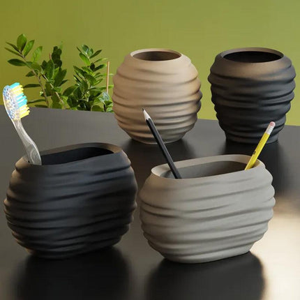3D Printed Modern Pen Holder and Brush Cup - 
marble color.