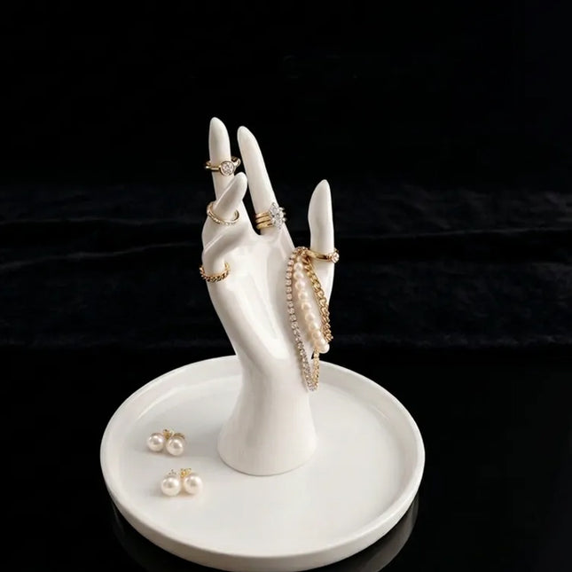 3D Printed Elegant Hand - Jewelry and Accessory Stand (White).